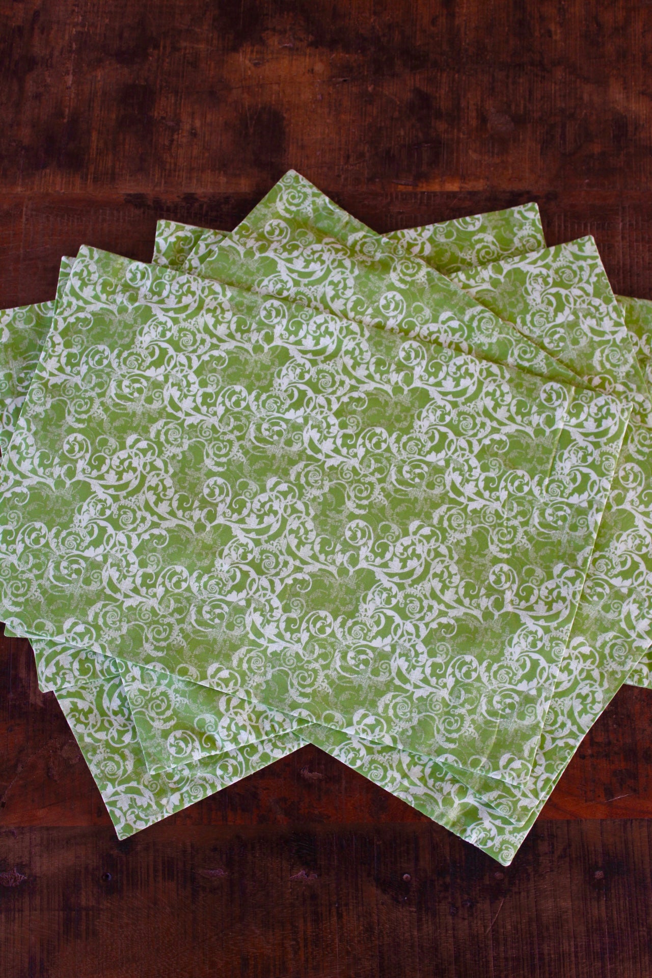 Green Damask Placemats