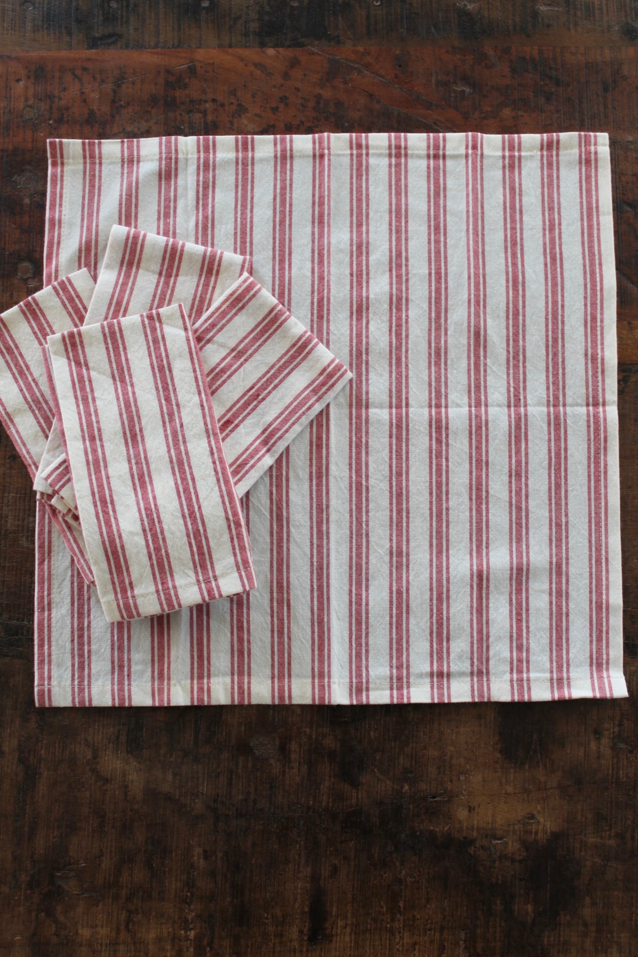 Red Striped Cloth Napkins
