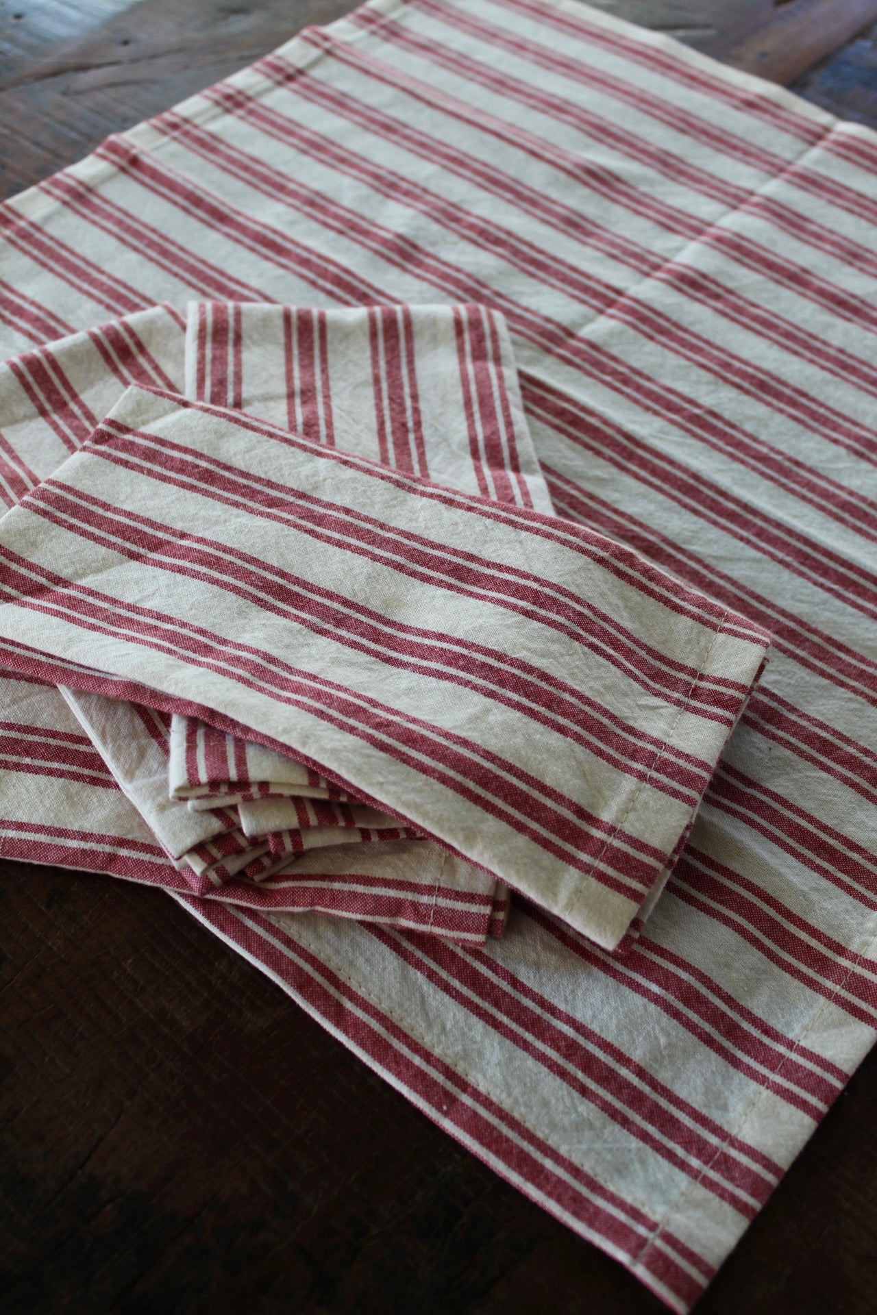Red Striped Cloth Napkins