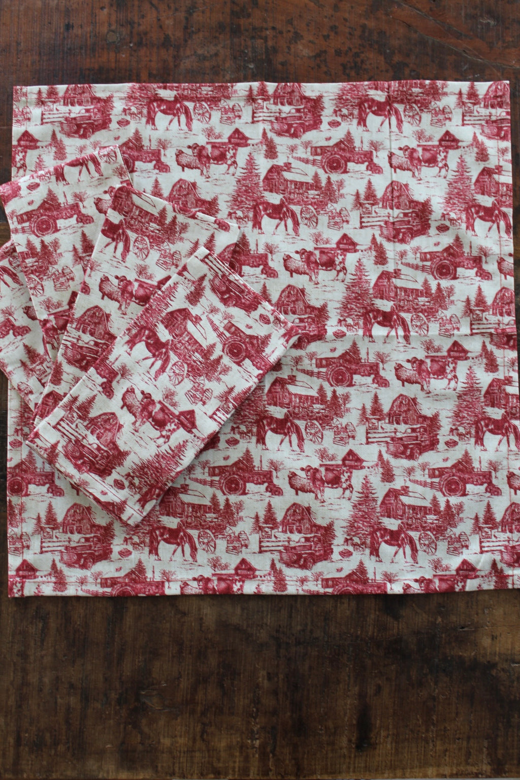 Red Toile Christmas Napkins