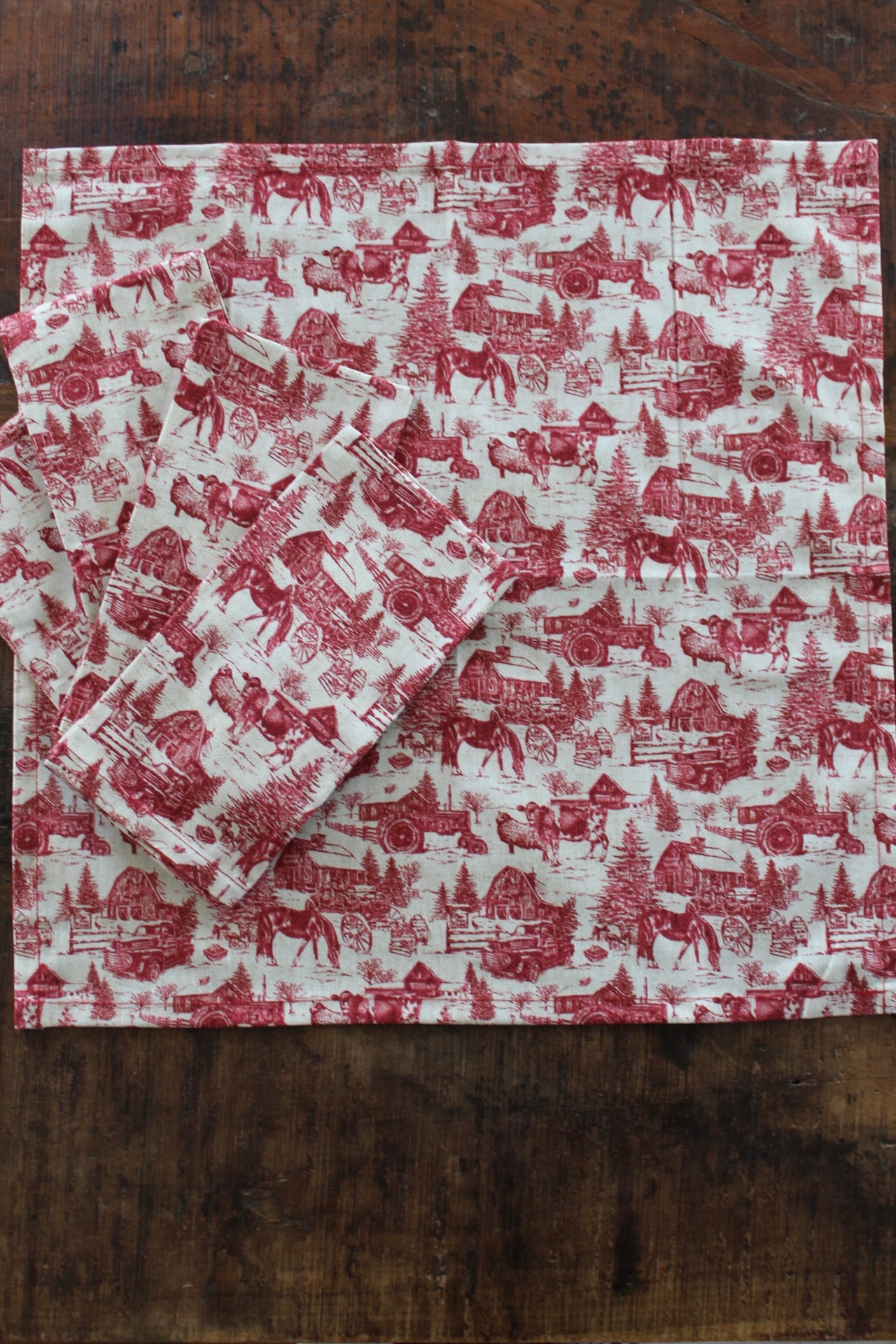 Red Toile Christmas Napkins