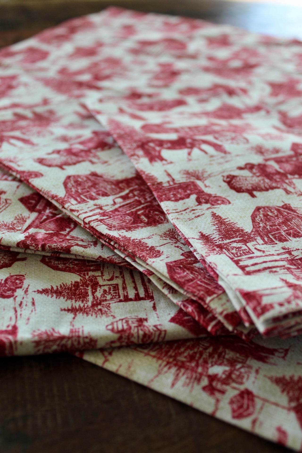 Red Toile Christmas Napkins