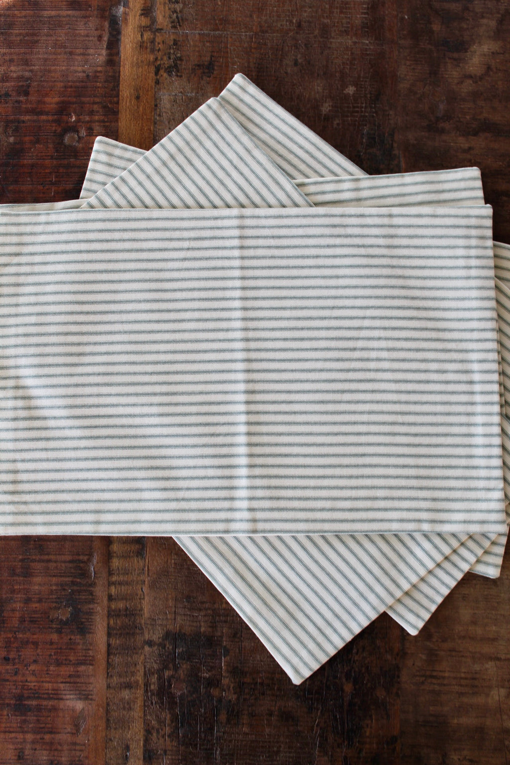 Beige and Green Striped Placemats