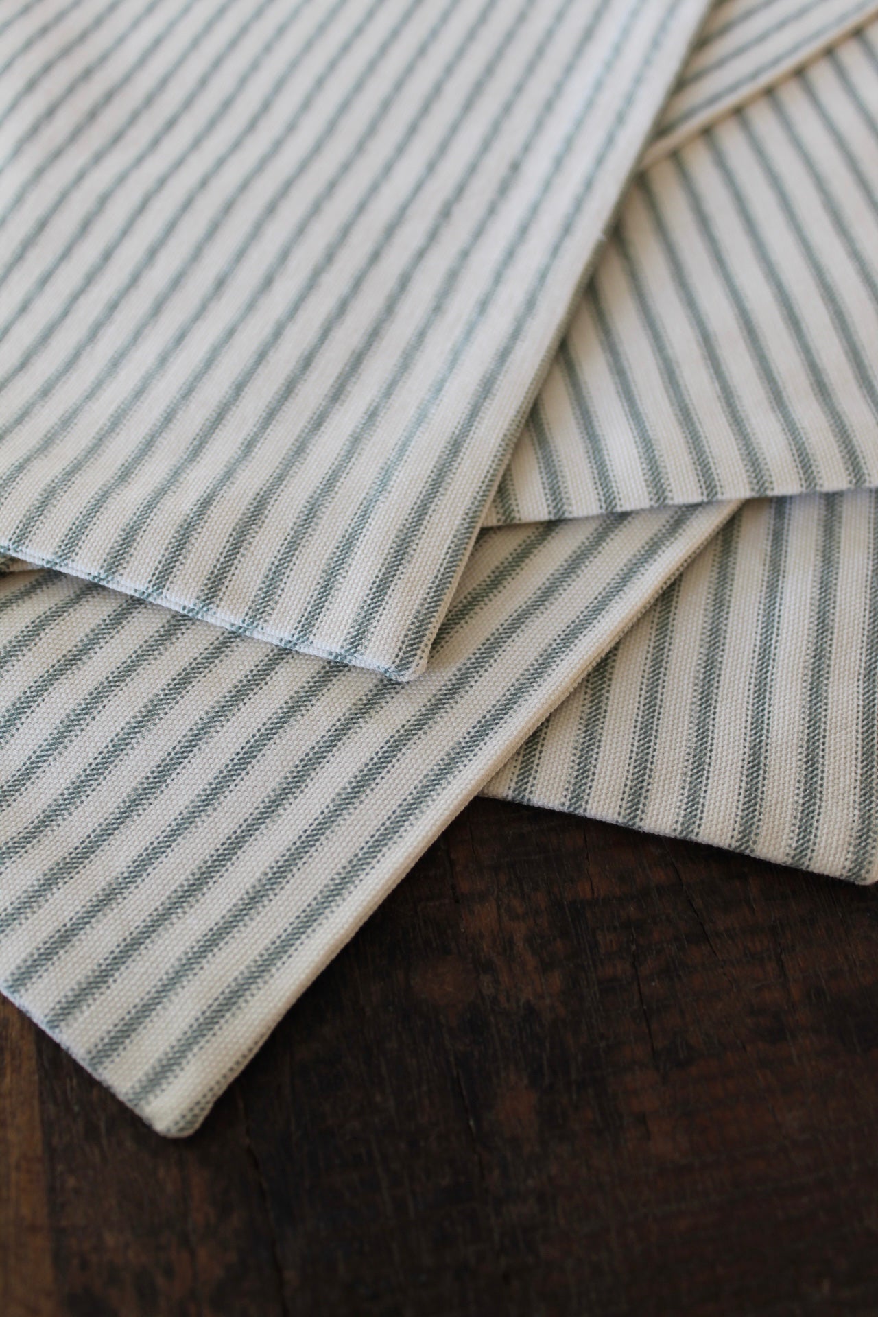 Beige and Green Striped Placemats