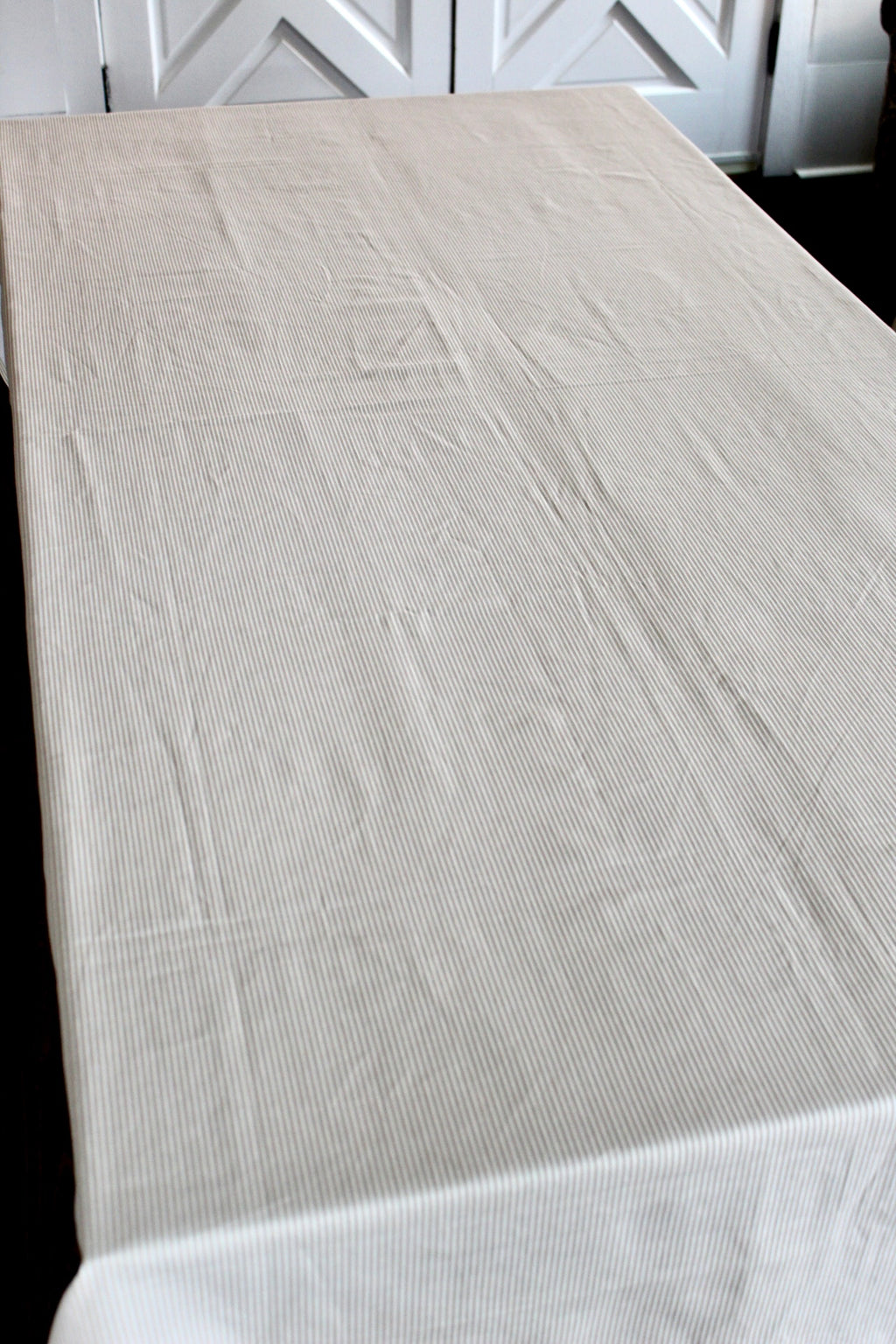 Beige Striped Tablecloth