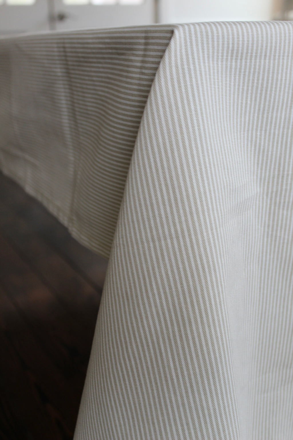Beige Striped Tablecloth