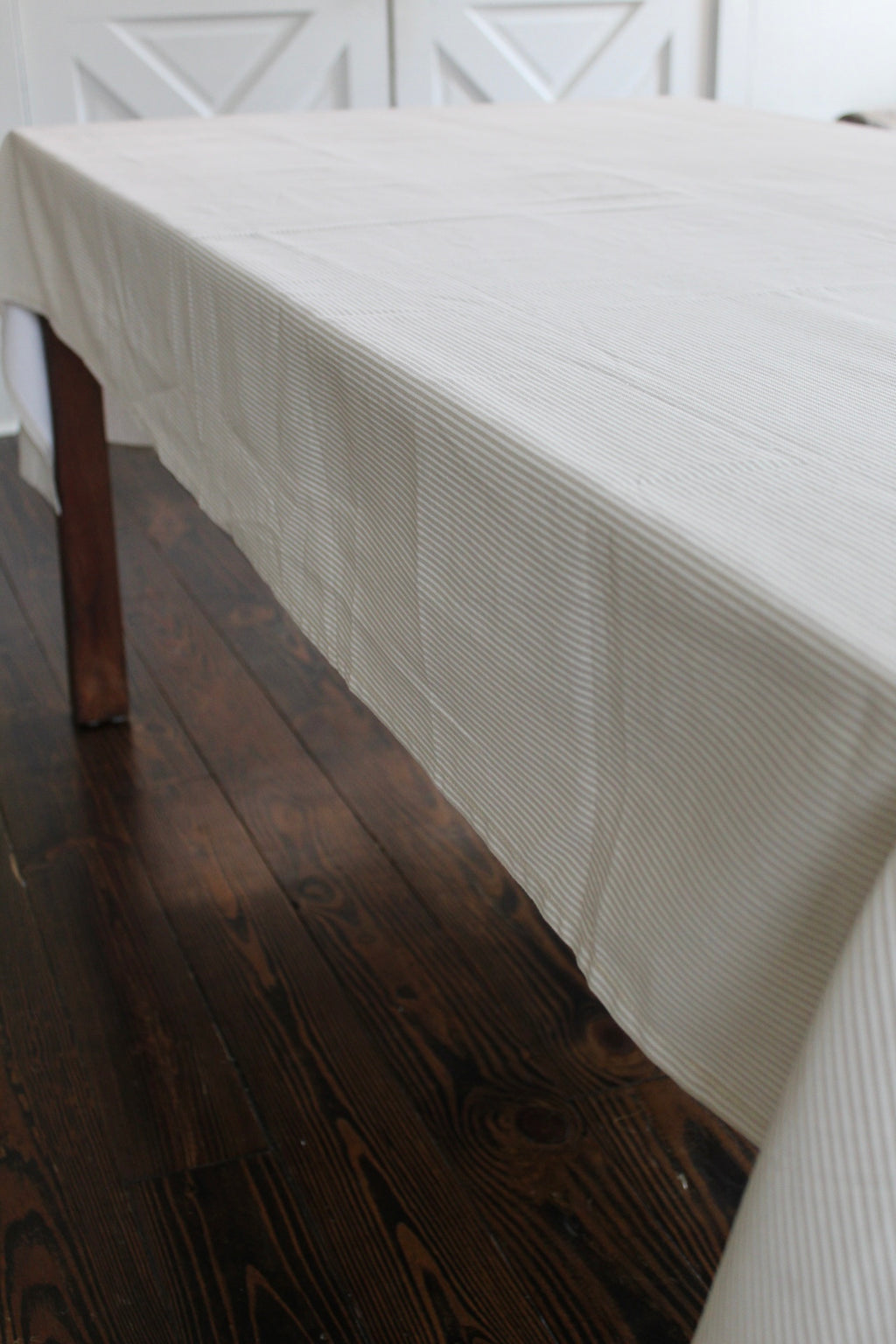 Beige Striped Tablecloth