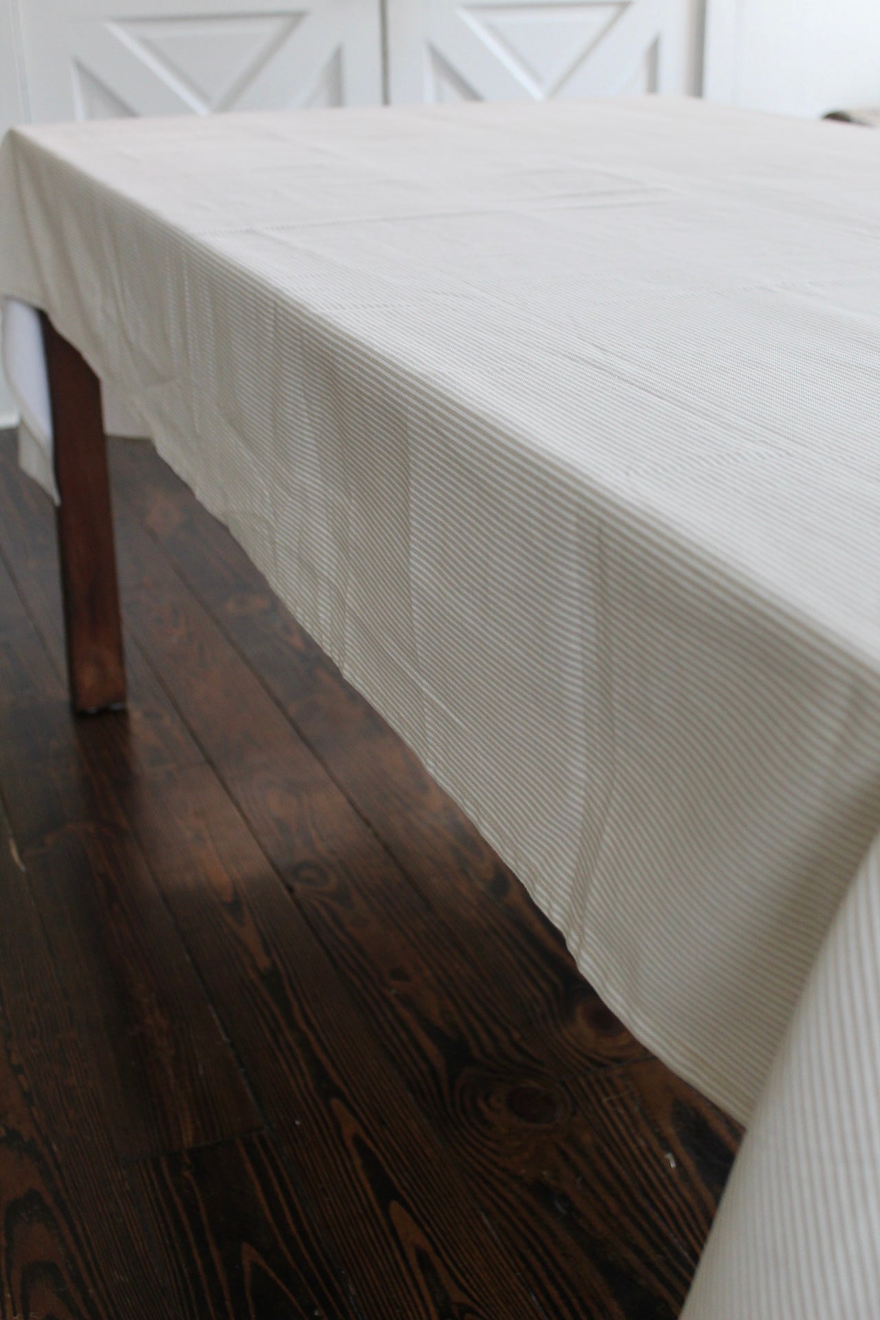 Beige Striped Tablecloth