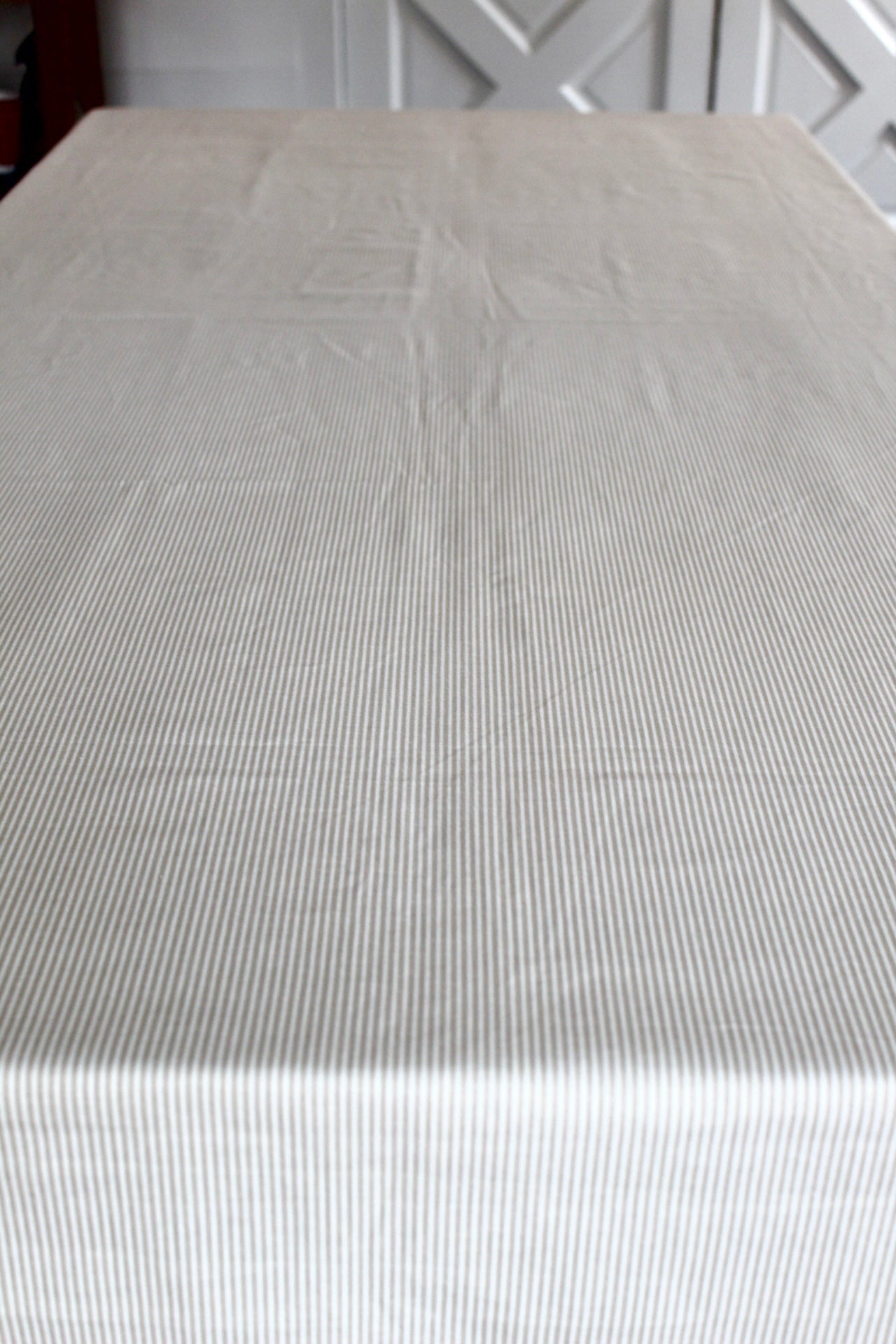 Beige Striped Tablecloth