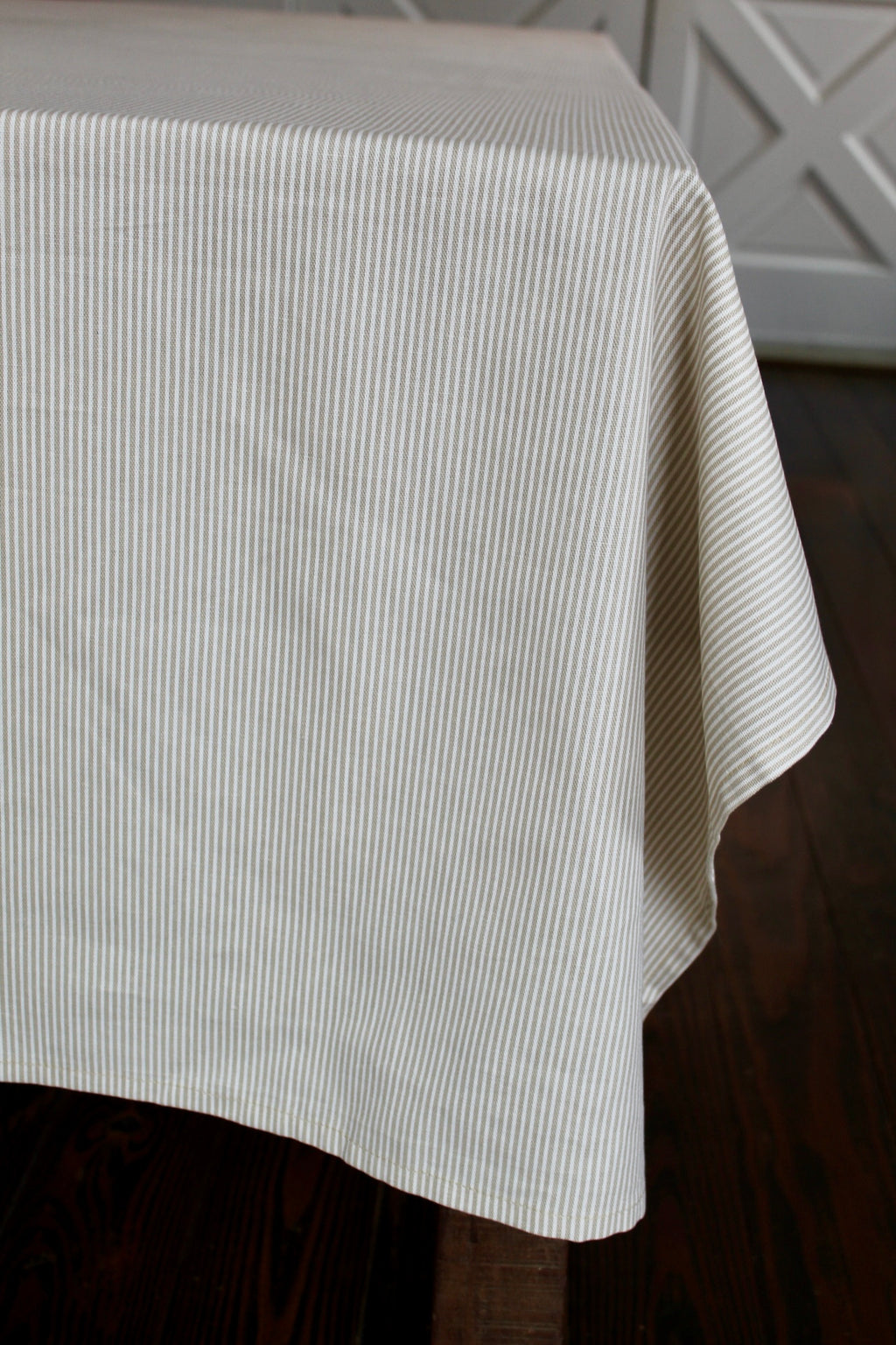 Beige Striped Tablecloth