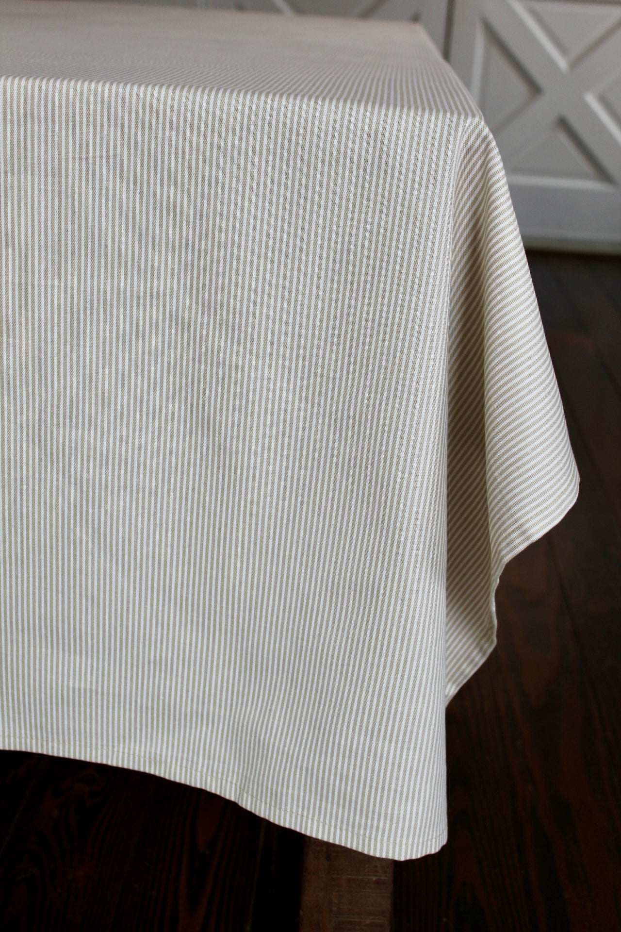 Beige Striped Tablecloth