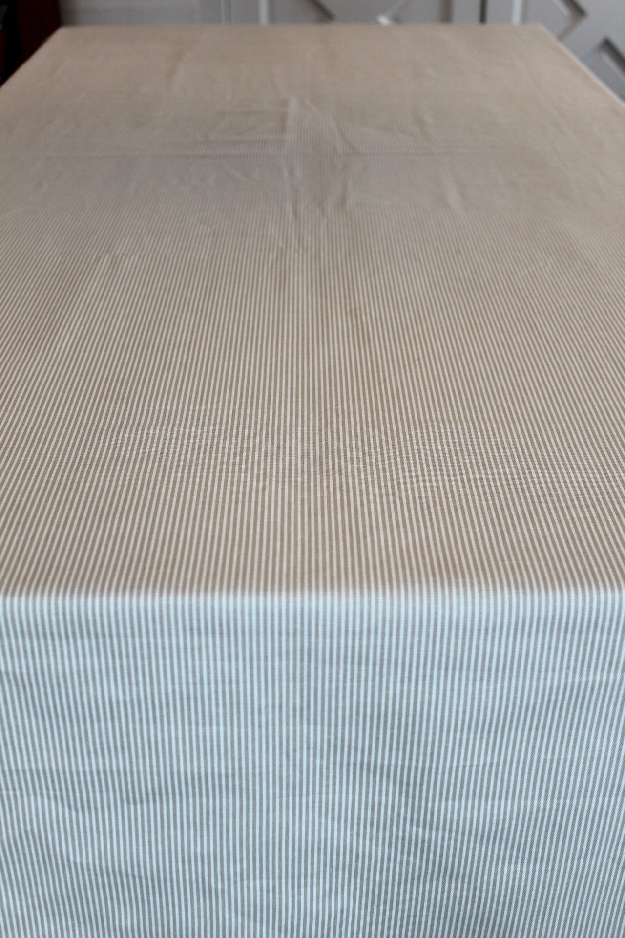 Beige Striped Tablecloth